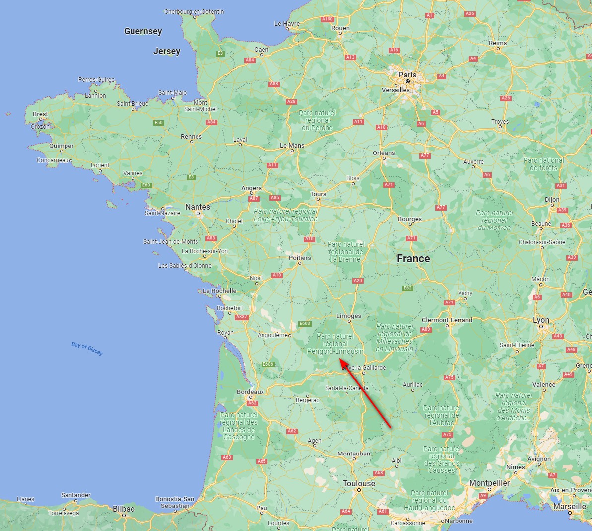 Distance Map of House Location / Carte de distance de l'emplacement de la maison